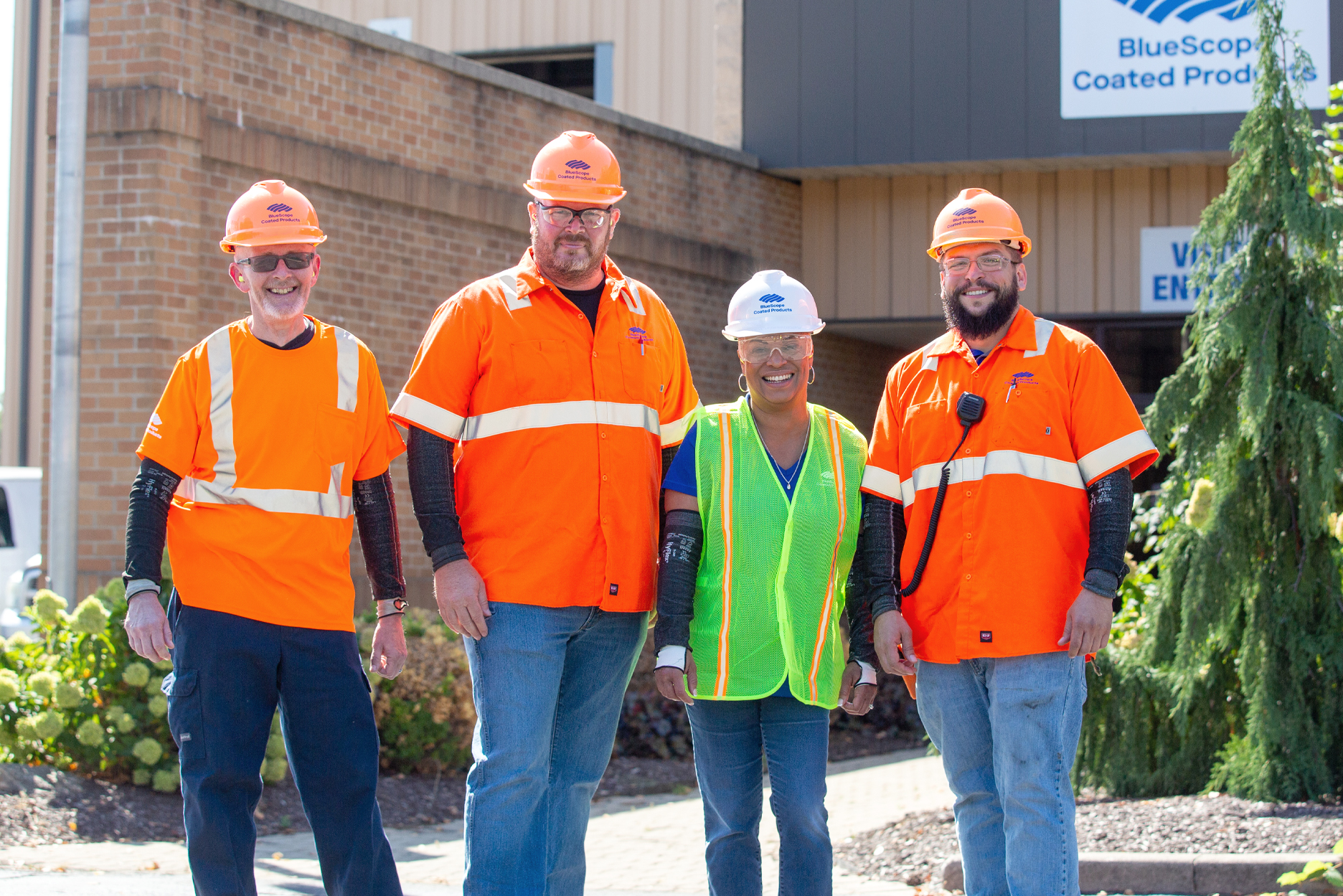 BlueScope workers in hard hats
